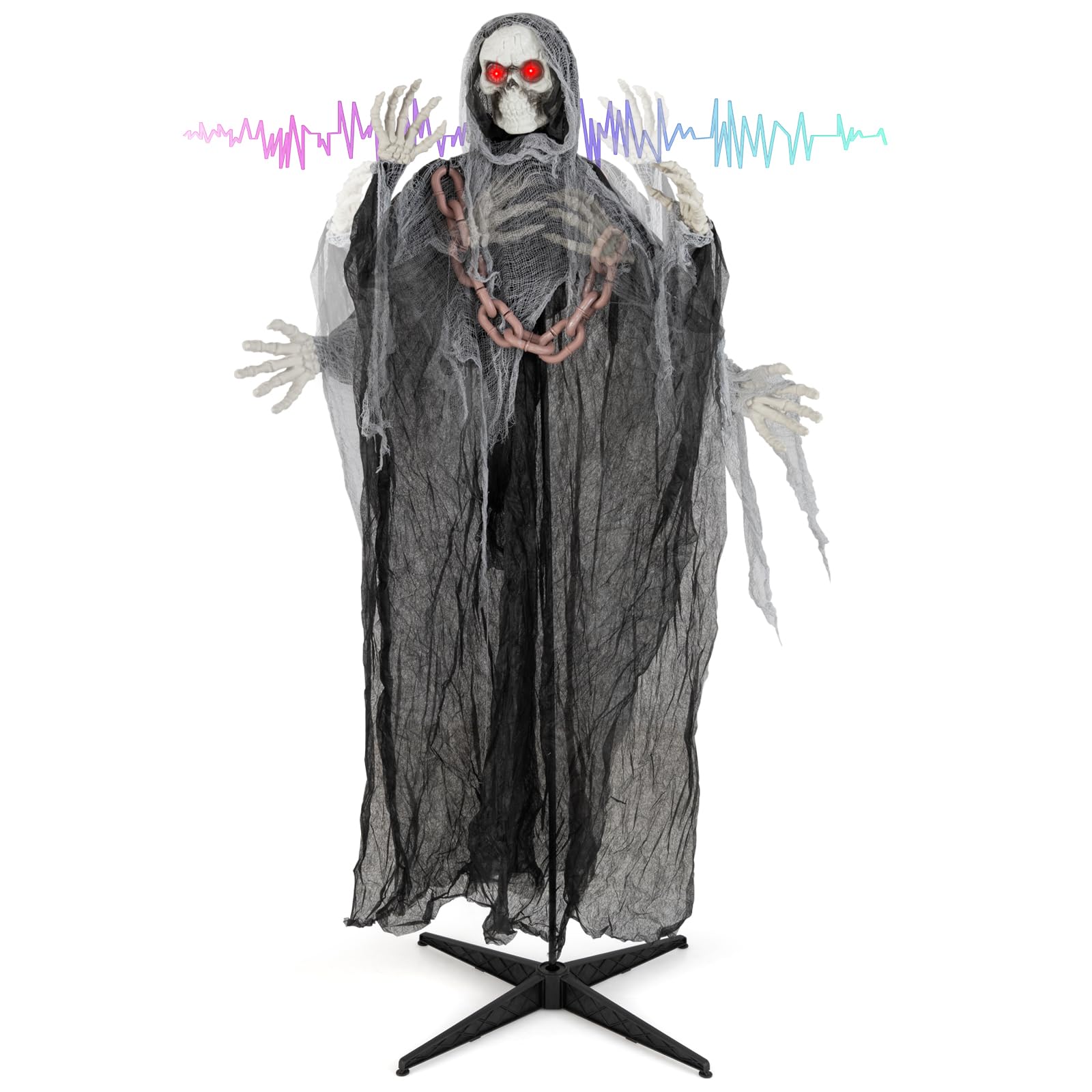 Tangkula Faucheuse animatronique d'Halloween de 1,95 m avec chaîne